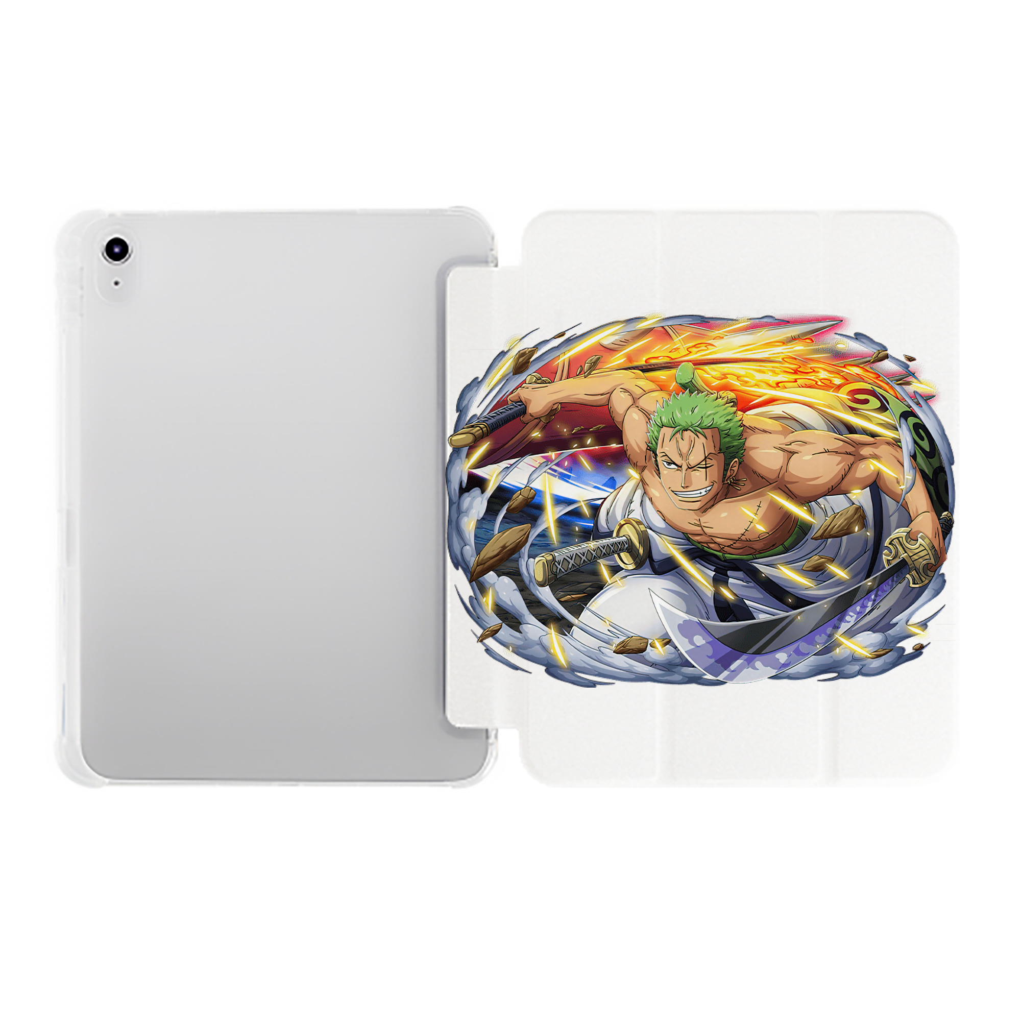 （画像用） ワンピース ロロノア・ゾロ ONE PIECE Roronoa Zoro IPad ケース ペン収納付き 三つ折りスタンド PUレザー×シリコン 対応機種9.5/10.5/10.9インチ